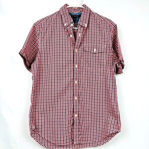 Banana Republic - Men's - Short Sleeve Button Up Plaid Shirt Soft Wash - Medium